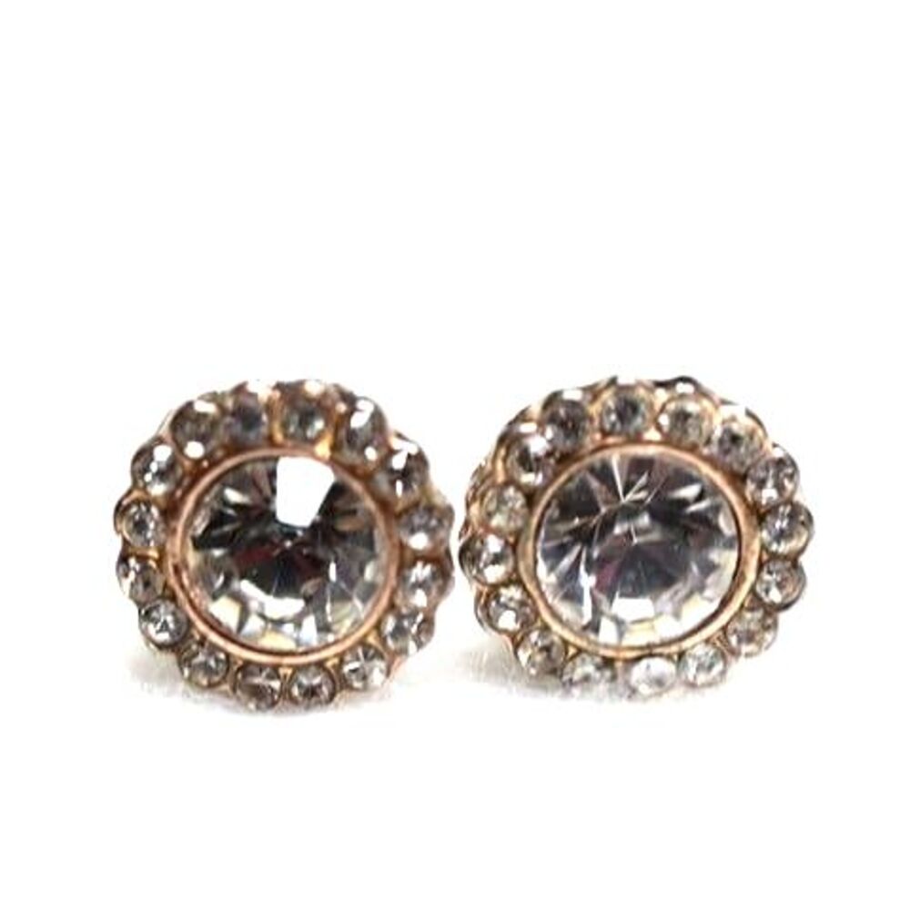 Vintage Victorian Crystal Rhinestone Gold Tone Post Earrings